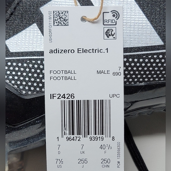 Adidas Adizero Electric.1 IF2426 Black White Football Cleats Men’s Size 7.5 New main image 9